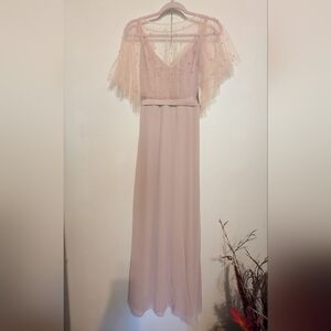 Little Mistress Maxi Dress Women's 6 Blush Peal Sheer Cape Homecoming Tags Nwt